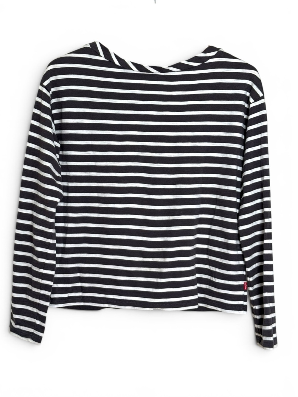 Levi’s boat neck striped t-shirt tee shirt long sleeve grey and white size XS